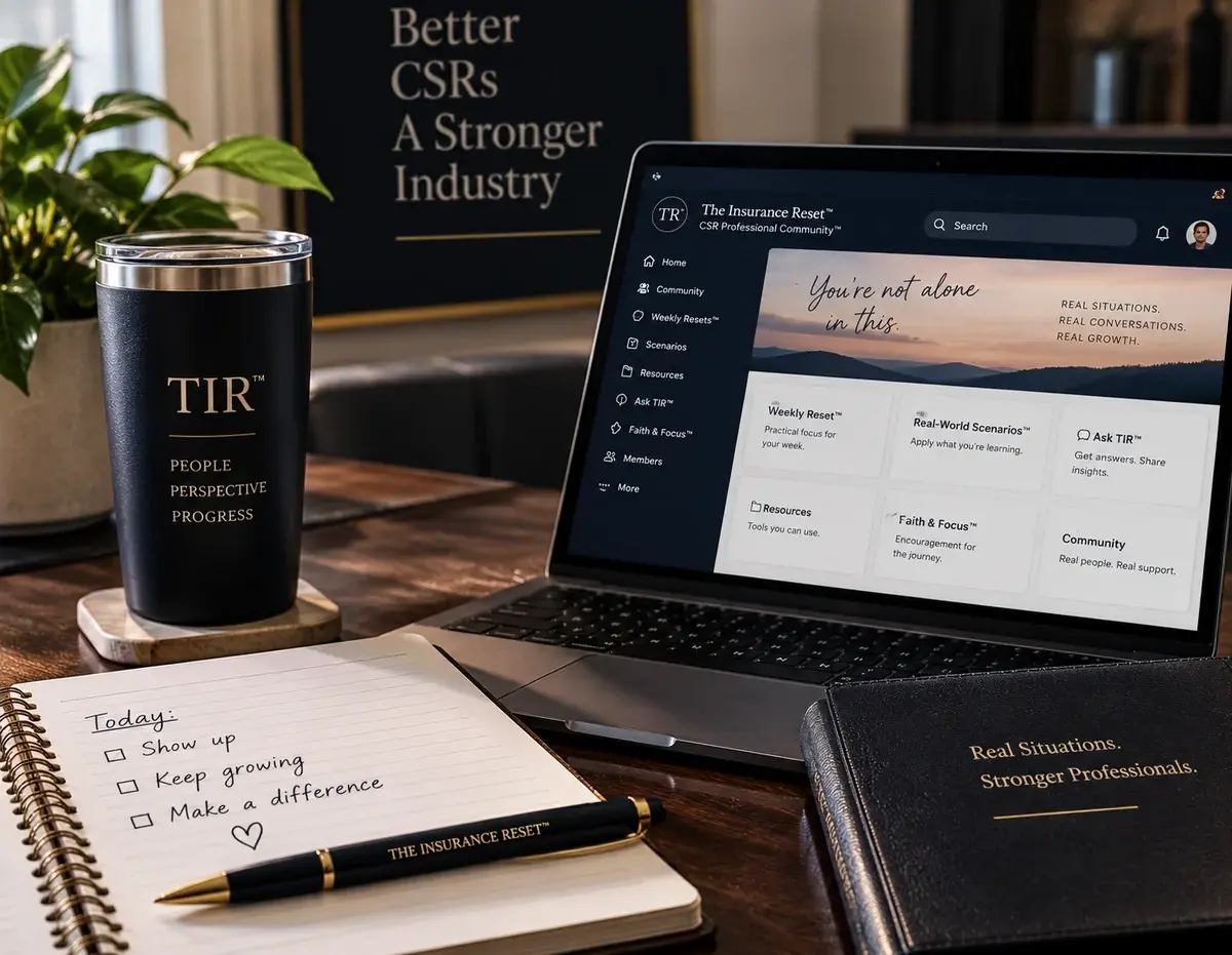 CSR Professional Community™ professional development workspace from The Insurance Reset™ CSR Professional Community™ professional development workspace from The Insurance Reset™